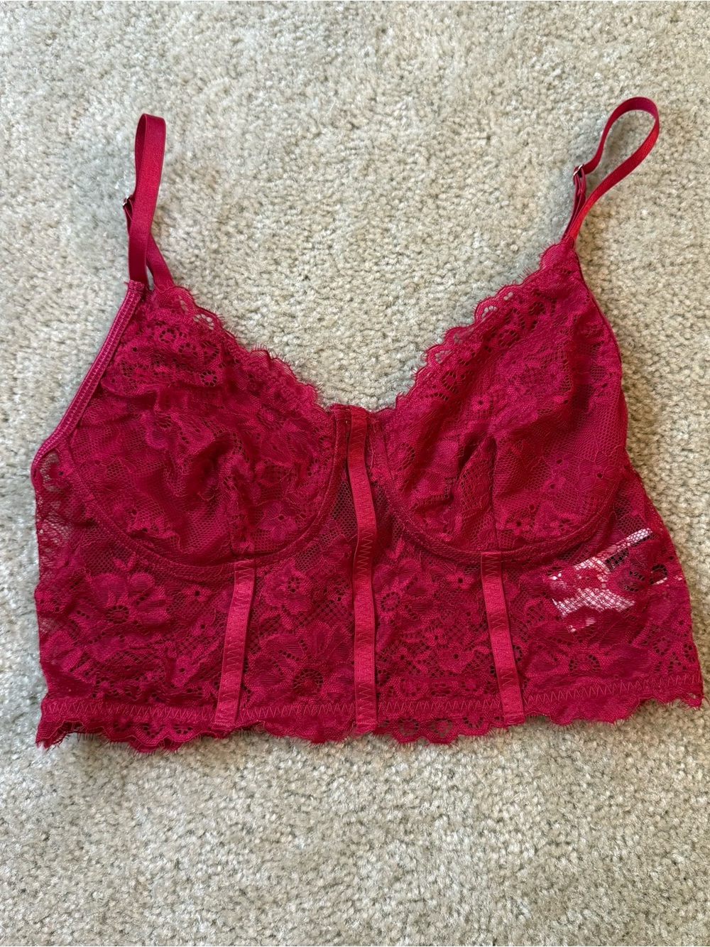 Womens M Red Sexy Laced Lingerie Bralette: Date Night Hot Y2K club party